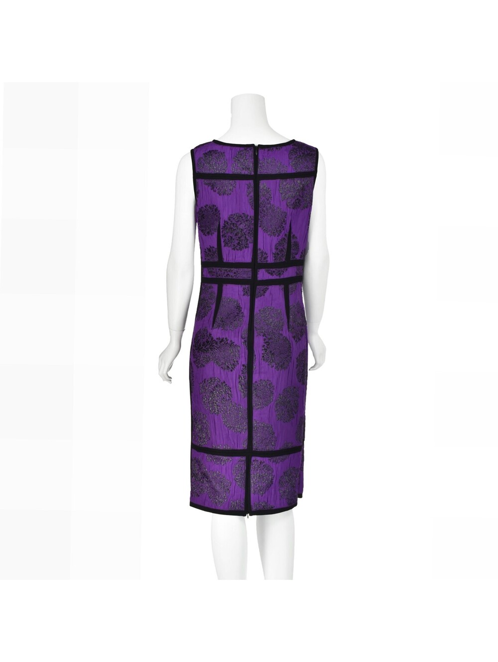 GIANFRANCO FERRE Crinkled Purple Silk & Black Lurex Cocktail Dress, SZ 8 - Picture 7 of 8